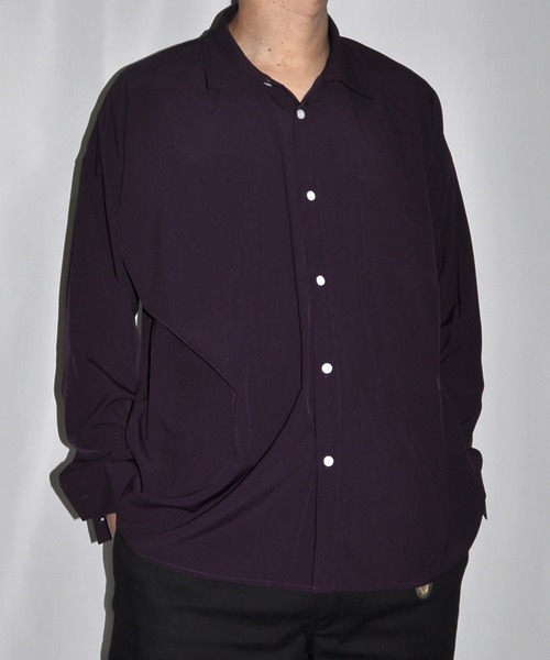 おしゃれスタ(オシャレスタ)の「ポリストレッチドロップショルダーシャツ【IR】 レディース メンズ(シャツ/ブラウス・メンズ・パープル/ブラック/チャコールグレー/ホワイト/ネイビー/サックスブルー/グレイッシュベージュ/グリーン・M/L/XL)」の11枚目の写真