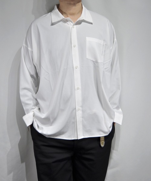 おしゃれスタ(オシャレスタ)の「ポリストレッチドロップショルダーシャツ【IR】 レディース メンズ(シャツ/ブラウス・メンズ・パープル/ブラック/チャコールグレー/ホワイト/ネイビー/サックスブルー/グレイッシュベージュ/グリーン・M/L/XL)」の18枚目の写真