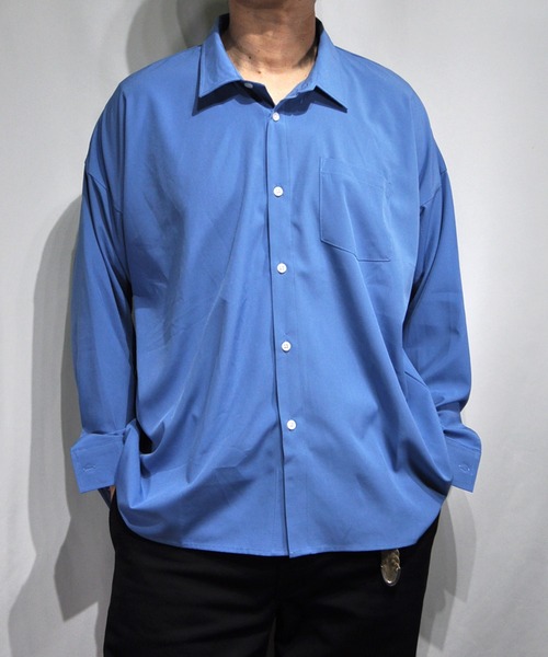 おしゃれスタ(オシャレスタ)の「ポリストレッチドロップショルダーシャツ【IR】 レディース メンズ(シャツ/ブラウス・メンズ・パープル/ブラック/チャコールグレー/ホワイト/ネイビー/サックスブルー/グレイッシュベージュ/グリーン・M/L/XL)」の20枚目の写真