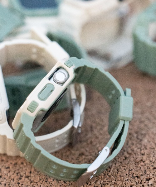 zandy（ズィーアンドワイ）の「zandy ズィー・アンド・ワイ/ Apple Watch【スポーツ一体式バンド】 アップルウォッチバンド 一体式ベルト /// sports1（デジタル腕時計・メンズ・ホワイト/クリア/ピンク/グレー/ライトグレー/ブラック/エメラルドブルー/ブラック×シルバー/ブラック×ピンク/ブラック×ゴールド/ピンクゴールド/ホワイト×ゴールド/アイボリー系/アイボリー/カーキ/カーキ系・S/M）」の10枚目の写真