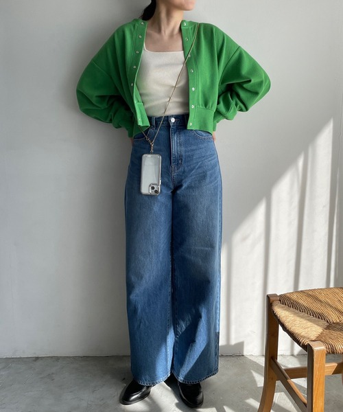 LOWRYS FARM（ローリーズファーム）の「カットカーディガンＬＳ　191163（カーディガン/ボレロ・レディース・グレー/ブラック/アイボリー/グリーン・FREE）」の7枚目の写真