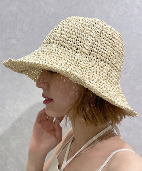 one wayザッカ（ワンウェイザッカ）の「ペーパーチューリップハット（ハット・レディース・ベージュ/ライトブラウン・FREE）」の2枚目の写真