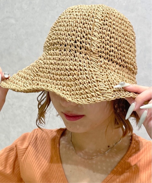 one wayザッカ（ワンウェイザッカ）の「ペーパーチューリップハット（ハット・レディース・ベージュ/ライトブラウン・FREE）」の5枚目の写真