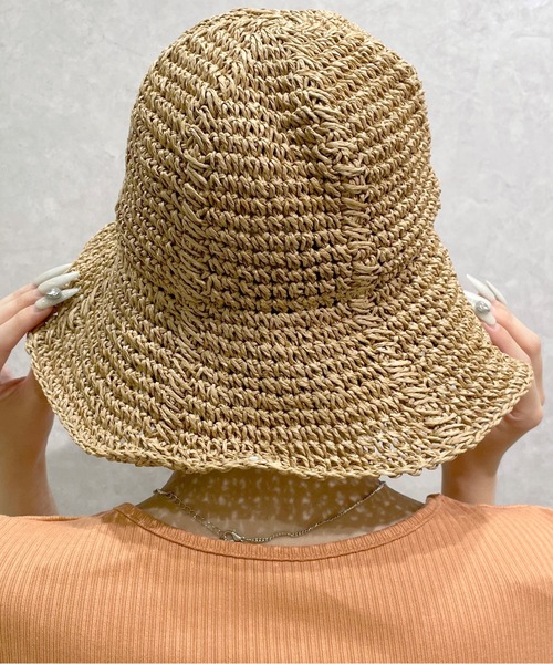 one wayザッカ（ワンウェイザッカ）の「ペーパーチューリップハット（ハット・レディース・ベージュ/ライトブラウン・FREE）」の7枚目の写真