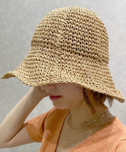 one wayザッカ（ワンウェイザッカ）の「ペーパーチューリップハット（ハット・レディース・ベージュ/ライトブラウン・FREE）」の9枚目の写真