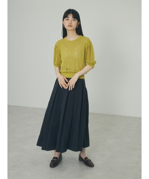 armonia（アルモニーア）の「a.透かし柄ニットプルオーバー（ニット/セーター・レディース・オフホワイト/ブラック/ライム・FREE）」の4枚目の写真