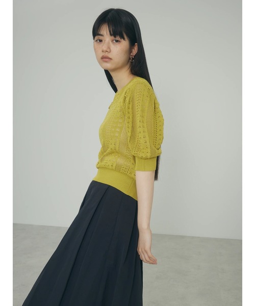 armonia（アルモニーア）の「a.透かし柄ニットプルオーバー（ニット/セーター・レディース・オフホワイト/ブラック/ライム・FREE）」の8枚目の写真