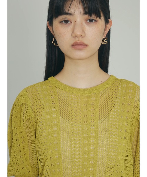 armonia（アルモニーア）の「a.透かし柄ニットプルオーバー（ニット/セーター・レディース・オフホワイト/ブラック/ライム・FREE）」の9枚目の写真