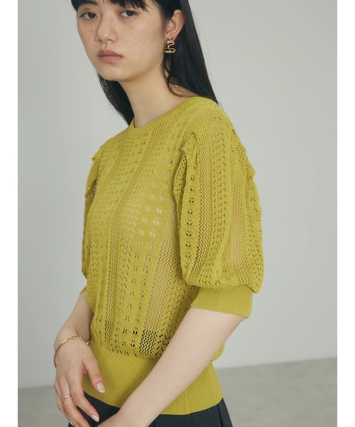 armonia（アルモニーア）の「a.透かし柄ニットプルオーバー（ニット/セーター・レディース・オフホワイト/ブラック/ライム・FREE）」の10枚目の写真