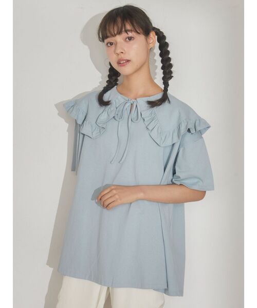 merry jenny（メリージェニー）の「フリルカラーカットトップス（Tシャツ/カットソー・レディース・オフホワイト/ピンク/ブルー・FREE）」の12枚目の写真