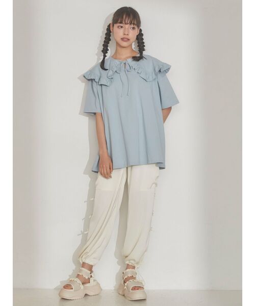 merry jenny（メリージェニー）の「フリルカラーカットトップス（Tシャツ/カットソー・レディース・オフホワイト/ピンク/ブルー・FREE）」の9枚目の写真