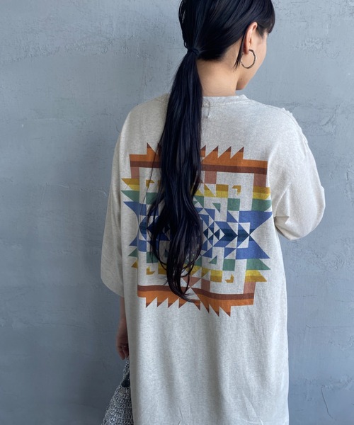 PENDLETON（ペンドルトン）の「[PENDLETON/ペンドルトン] バックプリント 7分袖カットソーワンピース（ワンピース・レディース・オフホワイト/オートミール/ミント/ネイビー/ブラック・F）」の3枚目の写真