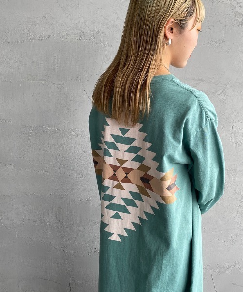 PENDLETON（ペンドルトン）の「[PENDLETON/ペンドルトン] バックプリント 7分袖カットソーワンピース（ワンピース・レディース・オフホワイト/オートミール/ミント/ネイビー/ブラック・F）」の4枚目の写真