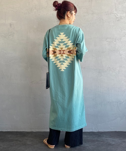 PENDLETON（ペンドルトン）の「[PENDLETON/ペンドルトン] バックプリント 7分袖カットソーワンピース（ワンピース・レディース・オフホワイト/オートミール/ミント/ネイビー/ブラック・F）」の11枚目の写真