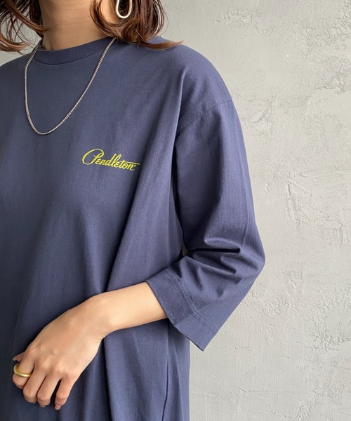 PENDLETON（ペンドルトン）の「[PENDLETON/ペンドルトン] バックプリント 7分袖カットソーワンピース（ワンピース・レディース・オフホワイト/オートミール/ミント/ネイビー/ブラック・F）」の22枚目の写真