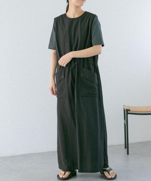 FORK&SPOON（フォークアンドスプーン）の「FORK&SPOON　ドローコードワンピース（ワンピース・レディース・ベージュ/ブラック・2/1）」の2枚目の写真