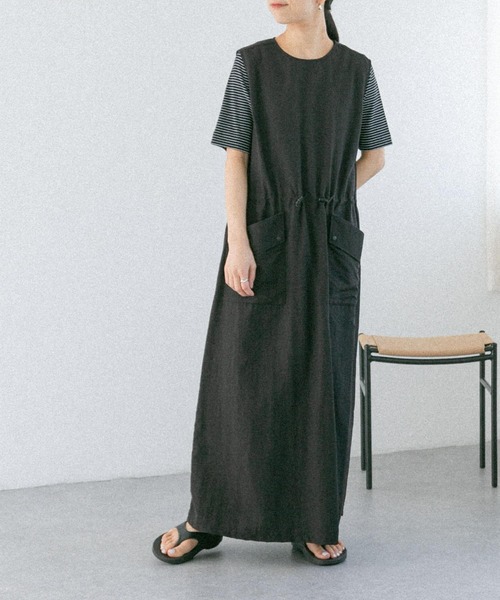 FORK&SPOON（フォークアンドスプーン）の「FORK&SPOON　ドローコードワンピース（ワンピース・レディース・ベージュ/ブラック・2/1）」の18枚目の写真