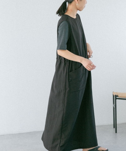 FORK&SPOON（フォークアンドスプーン）の「FORK&SPOON　ドローコードワンピース（ワンピース・レディース・ベージュ/ブラック・2/1）」の3枚目の写真