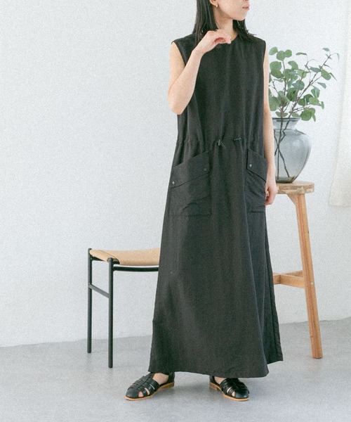 FORK&SPOON（フォークアンドスプーン）の「FORK&SPOON　ドローコードワンピース（ワンピース・レディース・ベージュ/ブラック・2/1）」の10枚目の写真