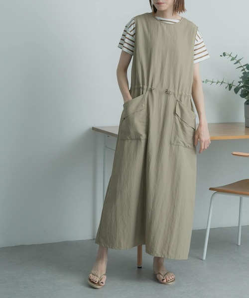 FORK&SPOON（フォークアンドスプーン）の「FORK&SPOON　ドローコードワンピース（ワンピース・レディース・ベージュ/ブラック・2/1）」の9枚目の写真