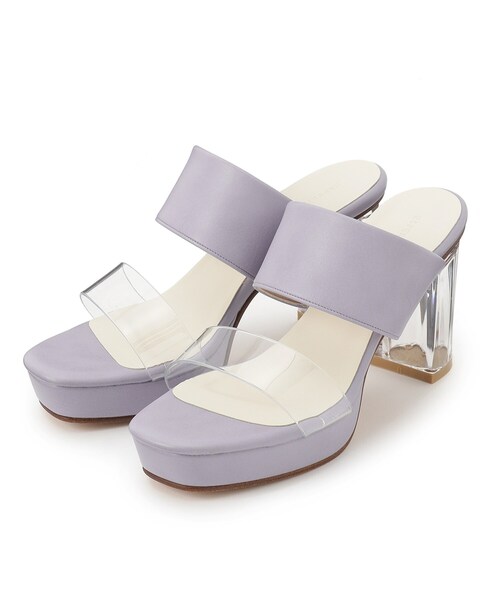 ESPERANZA(エスペランサ)の「クリアヒールダブルベルト厚底ミュール(サンダル・レディース・パープル系2/ベージュ系8/ブラック/ホワイト・LL/L/M/S)」の9枚目の写真