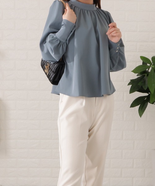 セール】ロングカフスギャザーブラウス（シャツ/ブラウス