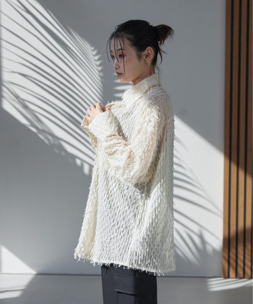 セール】フェザーライクオーバーシアーシャツ（シャツ/ブラウス