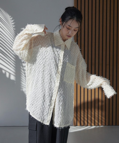 セール】フェザーライクオーバーシアーシャツ（シャツ/ブラウス