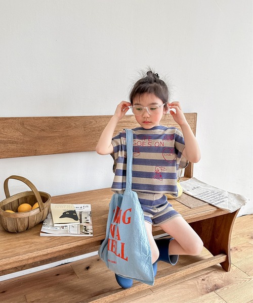 aimoha（アイモハ）の「【aimoha-KIDS-】ボーダーTEE+ショットパンツ　セットアップ (SS)（セットアップ・キッズ・グリーン/ブルー・80/90/100/110/120/130）」の11枚目の写真