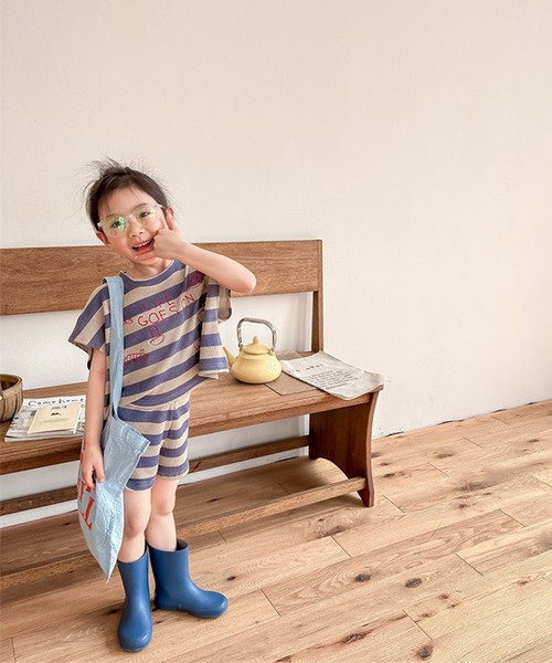 aimoha（アイモハ）の「【aimoha-KIDS-】ボーダーTEE+ショットパンツ　セットアップ (SS)（セットアップ・キッズ・グリーン/ブルー・80/90/100/110/120/130）」の14枚目の写真