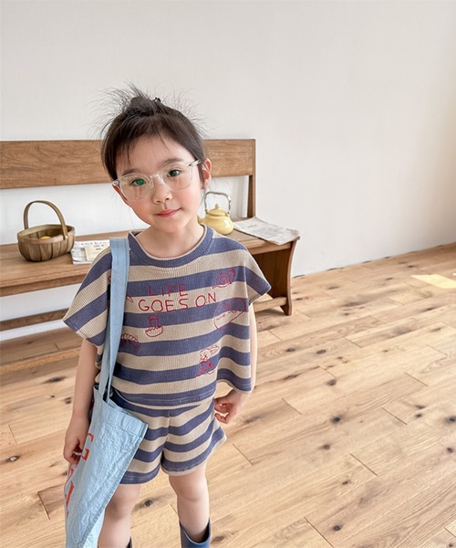 aimoha（アイモハ）の「【aimoha-KIDS-】ボーダーTEE+ショットパンツ　セットアップ (SS)（セットアップ・キッズ・グリーン/ブルー・80/90/100/110/120/130）」の15枚目の写真