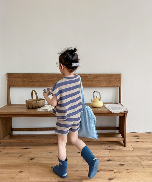 aimoha（アイモハ）の「【aimoha-KIDS-】ボーダーTEE+ショットパンツ　セットアップ (SS)（セットアップ・キッズ・グリーン/ブルー・80/90/100/110/120/130）」の16枚目の写真