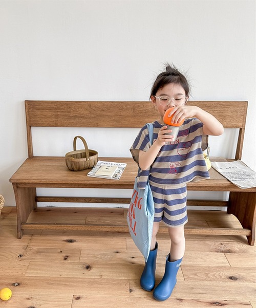 aimoha（アイモハ）の「【aimoha-KIDS-】ボーダーTEE+ショットパンツ　セットアップ (SS)（セットアップ・キッズ・グリーン/ブルー・80/90/100/110/120/130）」の17枚目の写真