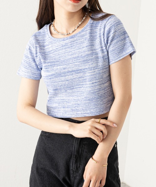 Chico(チコ)の「メランジチビT(Tシャツ/カットソー・レディース・ブルー/ピンク/ブラック/ホワイト・FREE)」の3枚目の写真