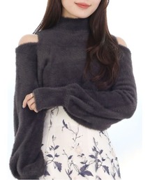 MERCURYDUO | オープンショルダーミニシャギーニット(ニット/セーター)