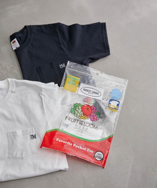 PARROTT CANVAS(パロットキャンバス)の「【PARROTT CANVAS】FRUIT OF THE LOOM/FAVORITE POCKET TEE (2PACK)(Tシャツ/カットソー・レディース・ライトグレー/ブラック・M)」の2枚目の写真
