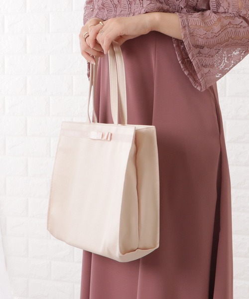 セール】グログランリボン付きブラックトートバッグ（クラッチバッグ