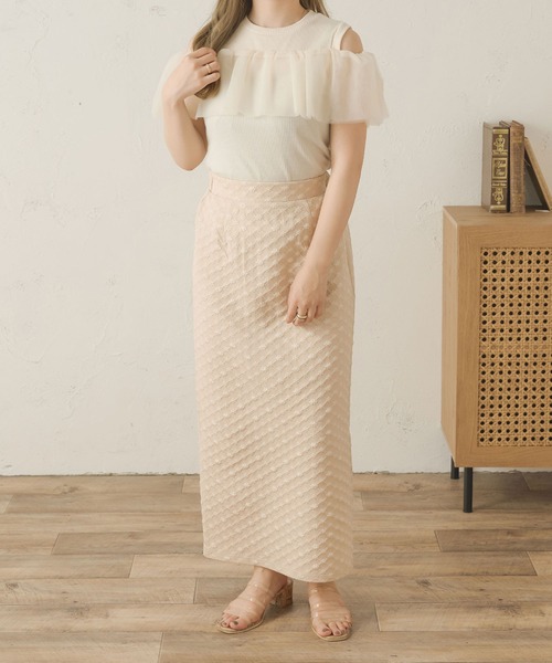 Ambre Neige(アンブルネージュ)の「2wayチュールフリルトップス/【WEB/EC限定商品】(Tシャツ/カットソー・レディース・アイボリー/ダークブラウン・FREE)」の5枚目の写真