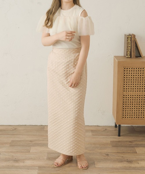 Ambre Neige(アンブルネージュ)の「2wayチュールフリルトップス/【WEB/EC限定商品】(Tシャツ/カットソー・レディース・アイボリー/ダークブラウン・FREE)」の6枚目の写真
