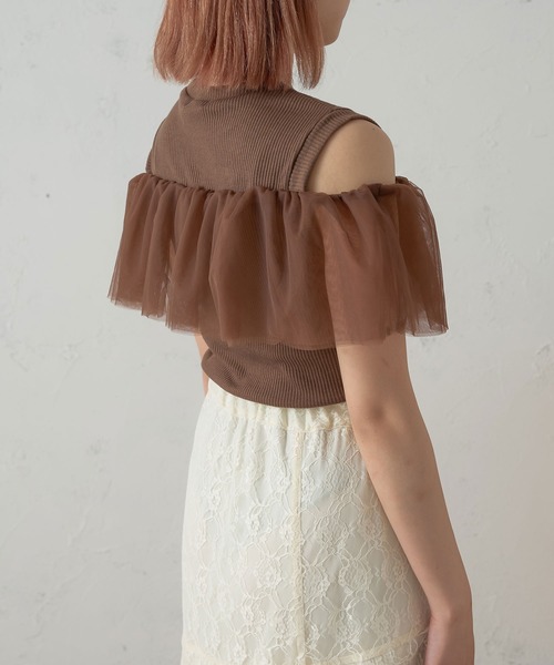 Ambre Neige(アンブルネージュ)の「2wayチュールフリルトップス/【WEB/EC限定商品】(Tシャツ/カットソー・レディース・アイボリー/ダークブラウン・FREE)」の17枚目の写真