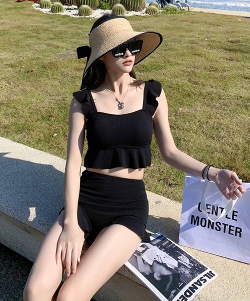 NANEA(ナネア)の「フリルハイウエスト セットアップビキニ(水着・レディース・オレンジ/ブラック・MEDIUM/LARGE/X-LARGE)」の4枚目の写真