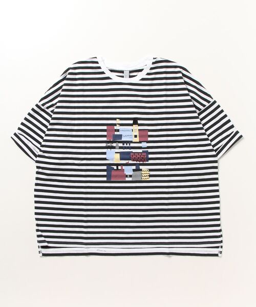 tシャツ EMAGO 城のプリント刺繍5分袖Tシャツ レディース EMAGO 城のプリント刺繍5分袖Tシャツ（Tシャツ/カットソー