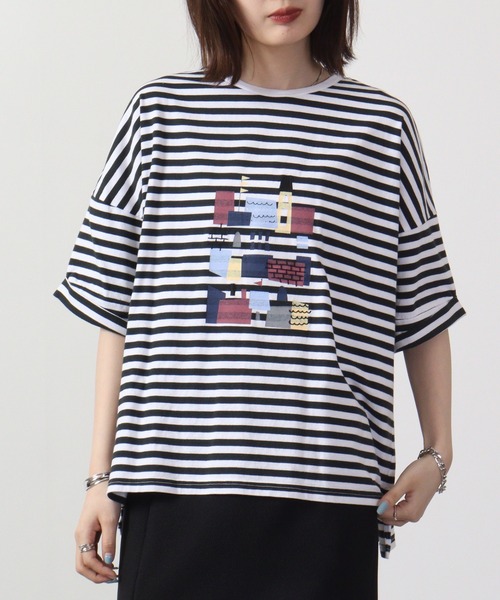 城のプリント刺繍Tシャツ レディース トップス 5分袖 大人の ナチュラル カジュアル イマゴ かわいい 楽天市場】城のプリント刺繍Tシャツ レディース トップス 5分袖