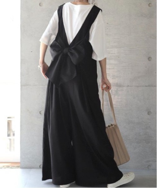 Burner（バーナー）の「【OKUOKU　0909】バックリボン オールインワン オーバーオール oku-overall-678340691975-50 MC U（サロペット/オーバーオール・レディース・ブラック・FREE）」の3枚目の写真