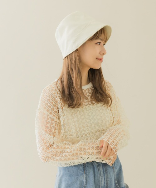 SMELLY（スメリー）の「フロントラインフェイクレザーハット（ハット・レディース・ブラック/アイボリー・-）」の12枚目の写真