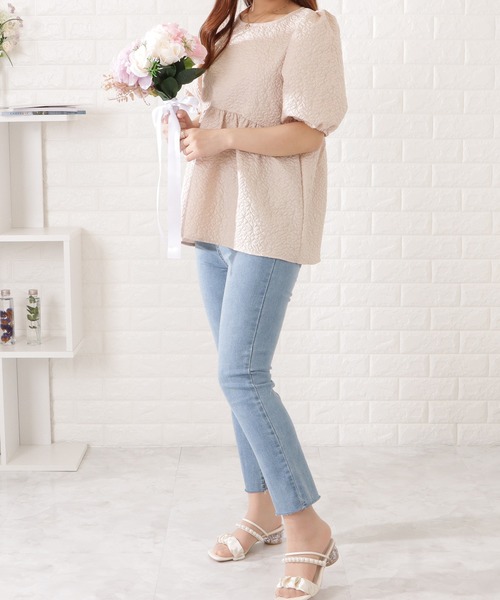 Lace Ladies(レースレディース)の「ふくれジャカードペプラムプルオーバー(シャツ/ブラウス・レディース・ベージュ/ブラック/ホワイト/ブルーグレー・FREE/S)」の8枚目の写真