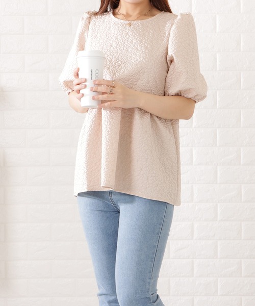 Lace Ladies(レースレディース)の「ふくれジャカードペプラムプルオーバー(シャツ/ブラウス・レディース・ベージュ/ブラック/ホワイト/ブルーグレー・FREE/S)」の11枚目の写真