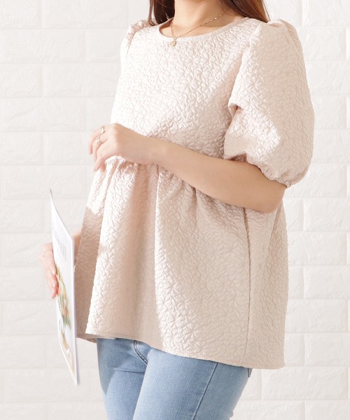 Lace Ladies(レースレディース)の「ふくれジャカードペプラムプルオーバー(シャツ/ブラウス・レディース・ベージュ/ブラック/ホワイト/ブルーグレー・FREE/S)」の6枚目の写真