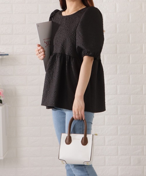 Lace Ladies(レースレディース)の「ふくれジャカードペプラムプルオーバー(シャツ/ブラウス・レディース・ベージュ/ブラック/ホワイト/ブルーグレー・FREE/S)」の13枚目の写真