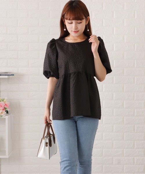 Lace Ladies(レースレディース)の「ふくれジャカードペプラムプルオーバー(シャツ/ブラウス・レディース・ベージュ/ブラック/ホワイト/ブルーグレー・FREE/S)」の16枚目の写真